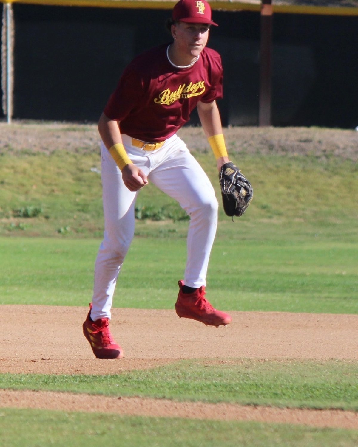Infielder ready position